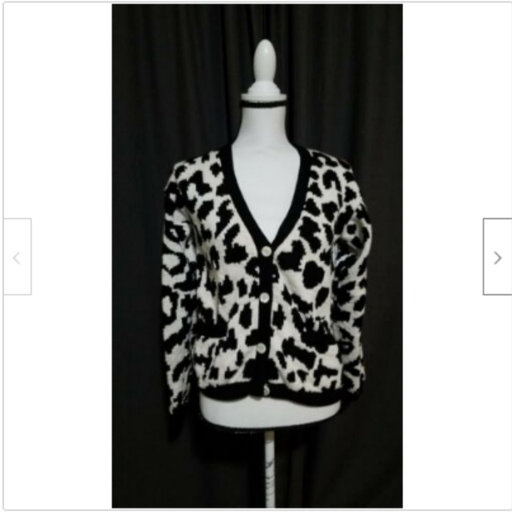 Adrienne Vittadini Sport Black White Cardigan M